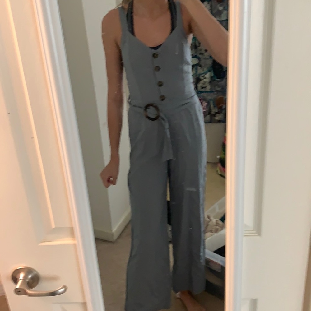 blue button up jumper